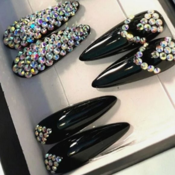 Handmade Hard Gel Long Stiletto Press On Nails - Picture 5 of 6